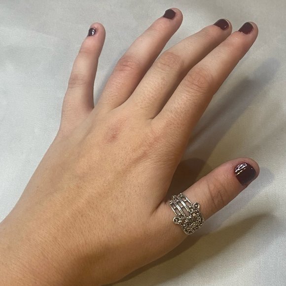 Spiritual Silver Boho Hand Ring Stackable Alternative Ring Goth Grunge Punk - Picture 8 of 9